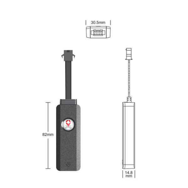 ابعاد ردیاب خودرو 4G رایان جی پی اس